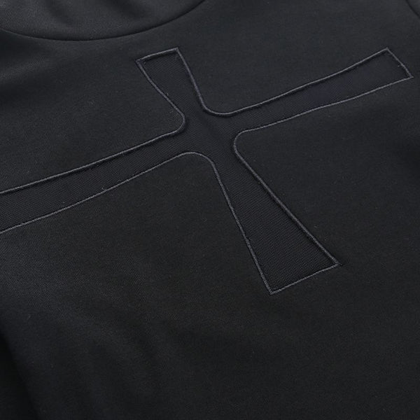 Alternative Cross-Shaped See-through Black Long Sleeve Top