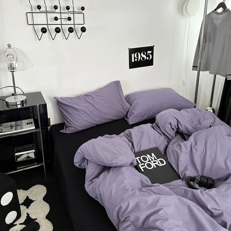 Dark Aesthetic Alternative Black and Purple Bedding Duvet Cover Set in Single Twin Queen King Size