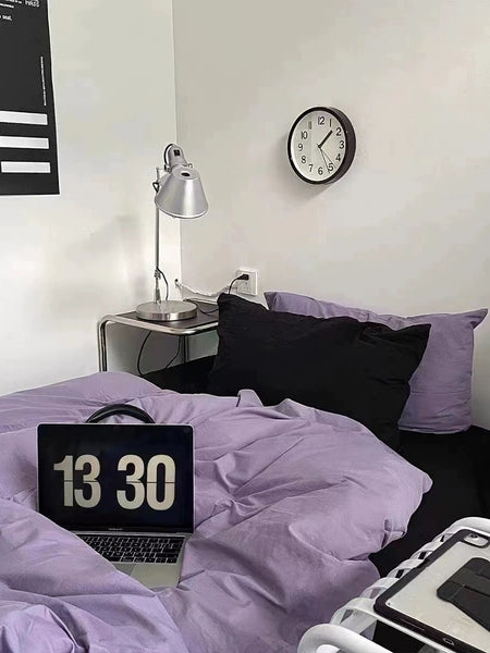 Dark Aesthetic Alternative Black and Purple Bedding Duvet Cover Set in Single Twin Queen King Size