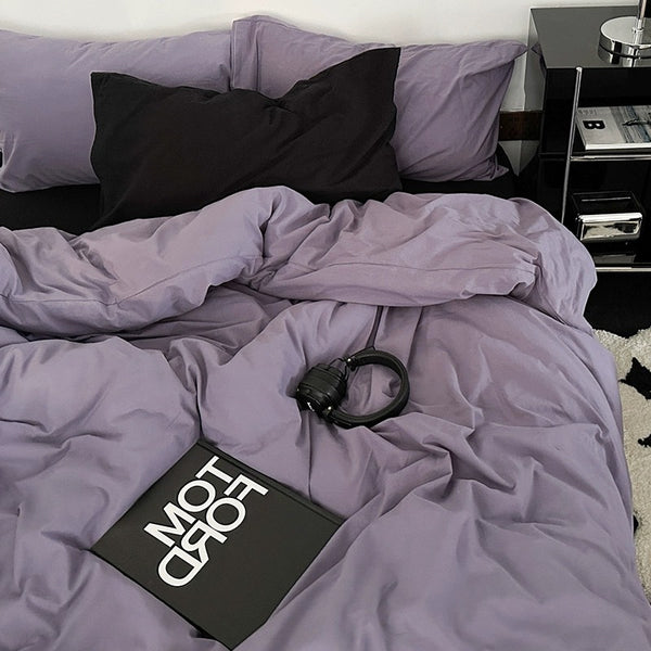 Dark Aesthetic Alternative Black and Purple Bedding Duvet Cover Set in Single Twin Queen King Size