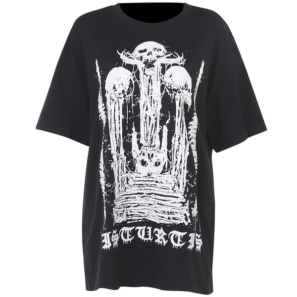 Goth Alternative Oversized Black Skeleton T-shirt