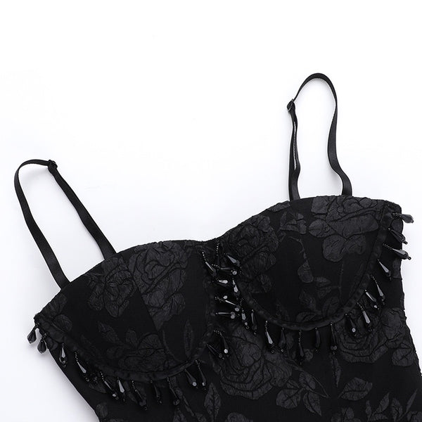 Goth Black Bustier Camisole Top with Charms