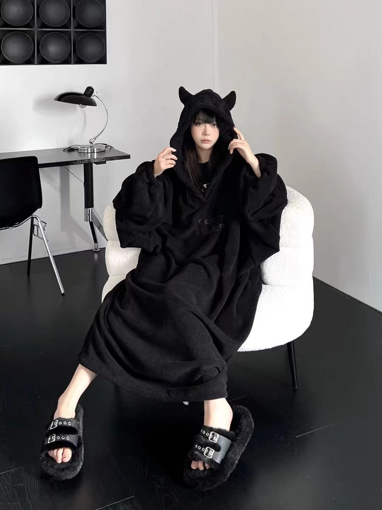 Goth Alternative Dark Aesthetic Devil Night Gown Pajama Set