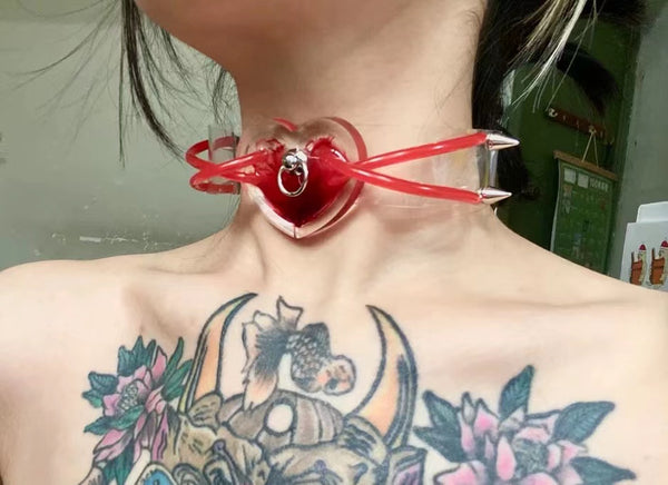 Heart Fake Blood Vessel Aesthetic Choker 【No cancellation】