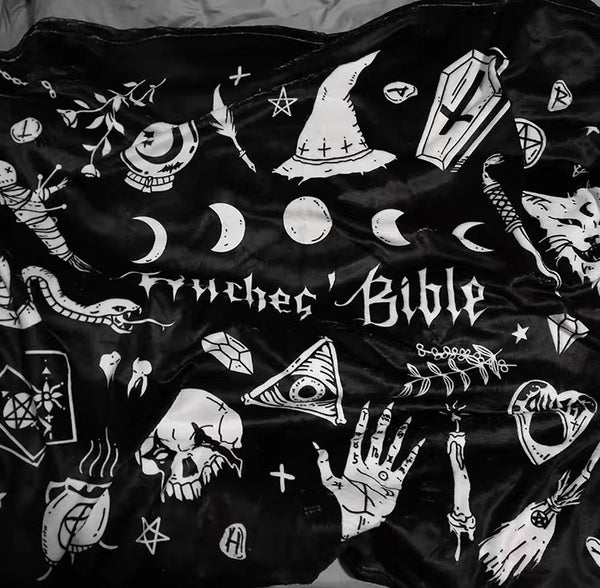 Witch Goth Black Flannel Blanket or Tapestry