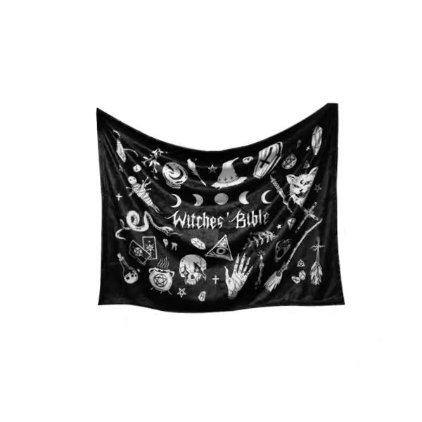 Witch Goth Black Flannel Blanket or Tapestry
