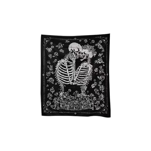 Goth Skeleton Lovers Black Flannel Blanket