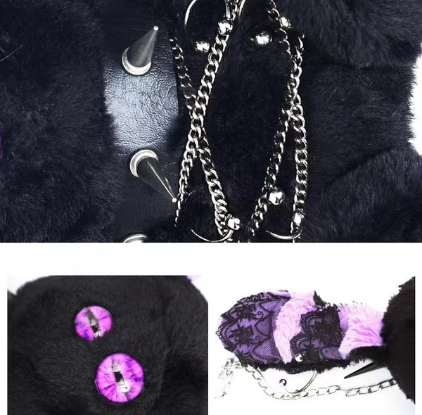 Goth Purple Eye Bunny Plushie Crossbody Bag