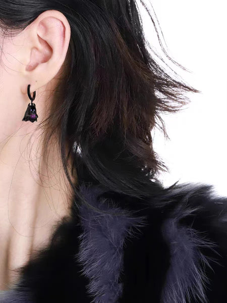 Kawaii Goth Mini Ghost Black and White Earrings