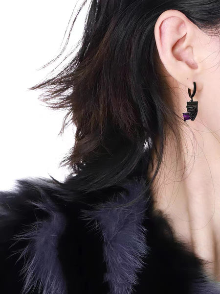 Kawaii Goth Mini Ghost Black and White Earrings