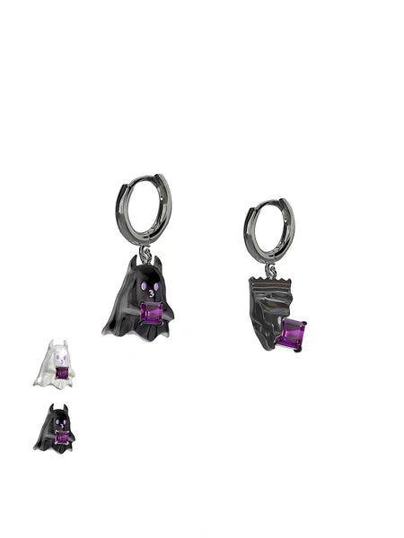 Kawaii Goth Mini Ghost Black and White Earrings