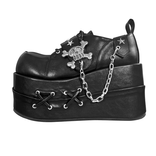 Goth Black White Blue Skeleton Platform Mary Jane Shoes