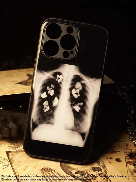 Goth Dark Aesthetic Butterflies X-ray Black iPhone Case