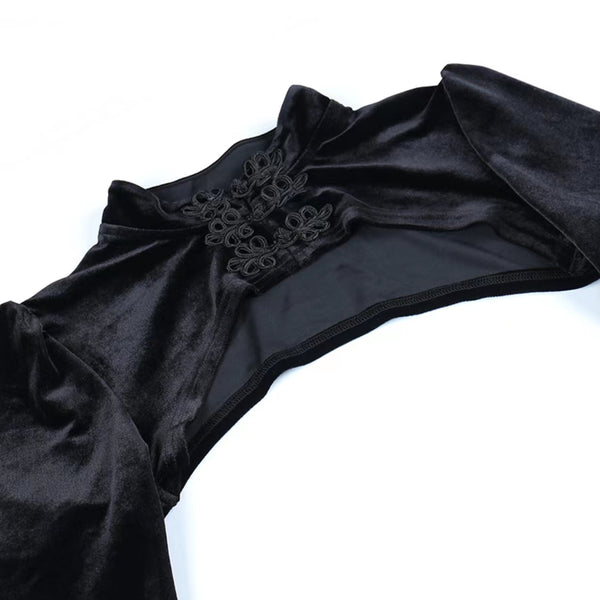 Goth Bat pattern Bustier Top with Oriental Black Bolero