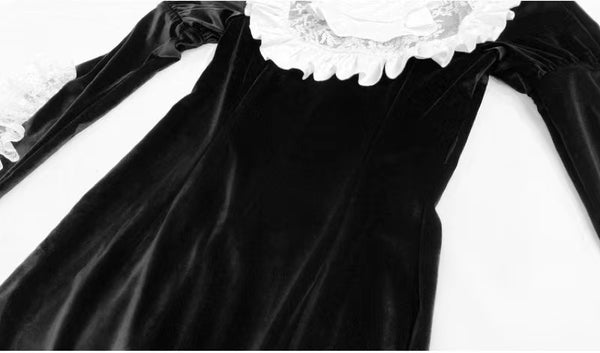 Vampire Goth Lace Edge Black Edwardian Dress