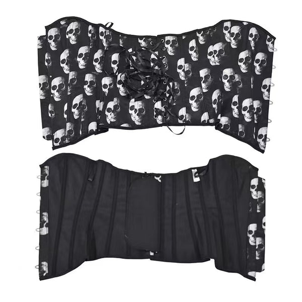 Goth Black Skeleton Corset Top