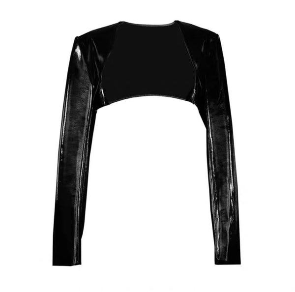 Goth Punk Grunge Alternative Black Split Thigh Sling Dress,  Slip-on Sleeves and bolero shrug