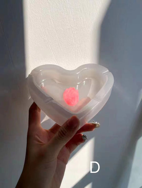 Aesthetic Black Pink Red Transparent Punk Goth Heart Shape Ashtray