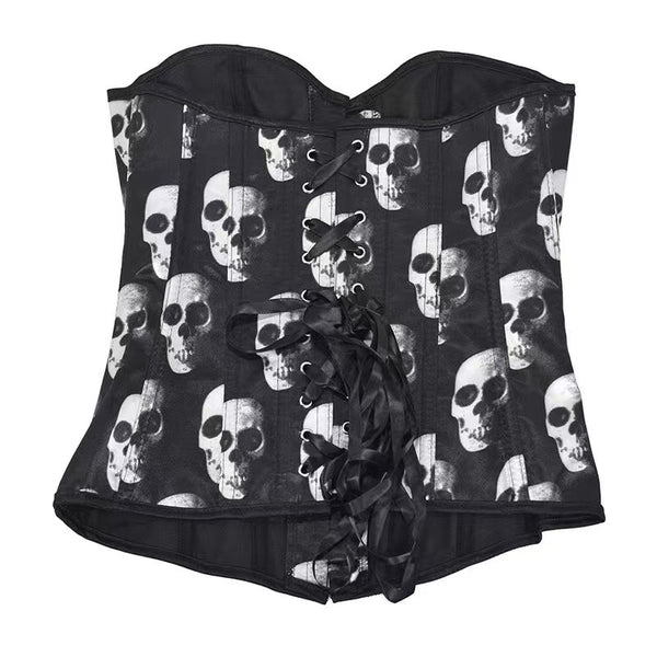 Goth Black Skeleton Corset Top