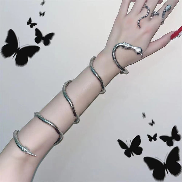 Fake Silver Adjustable Snake Arm Cuff or Necklace Waist Accessories